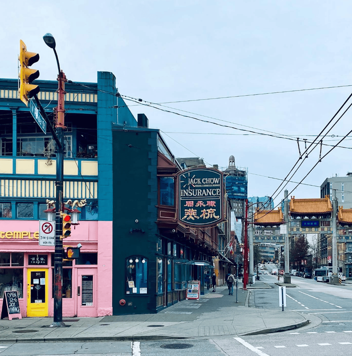 Das schmale Sam Kee Building in Chinatown, Vancouver.