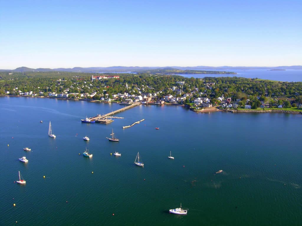 Saint Andrews in New Brunswick aus der Vogelpersepektive, Bay of Fundy