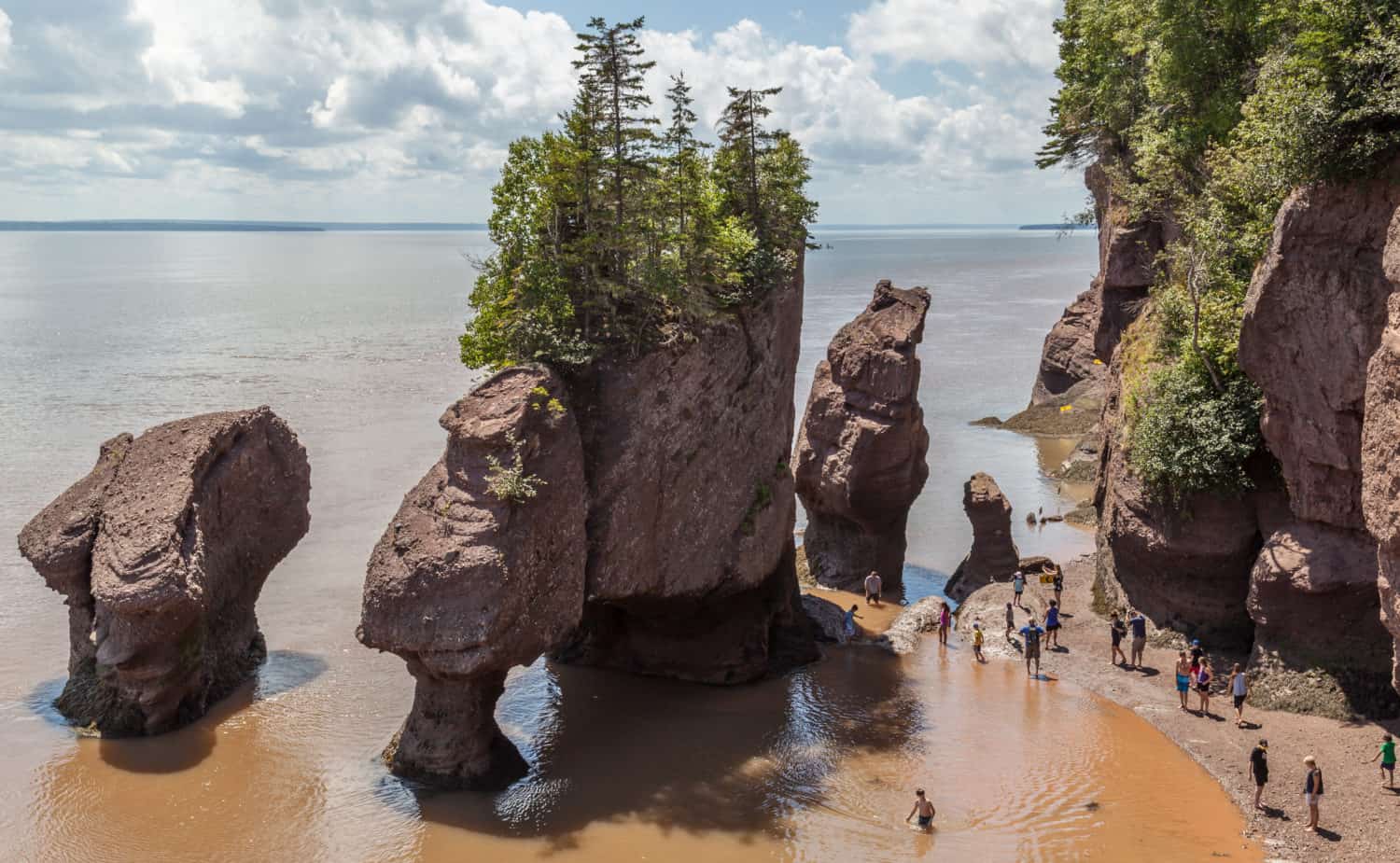 Kinder im Wasser bei den Hopewell Rocks, New Brunswick, Kanada