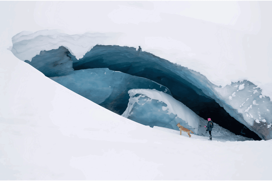 Gletscherspalte am Athabasca Gletscher.