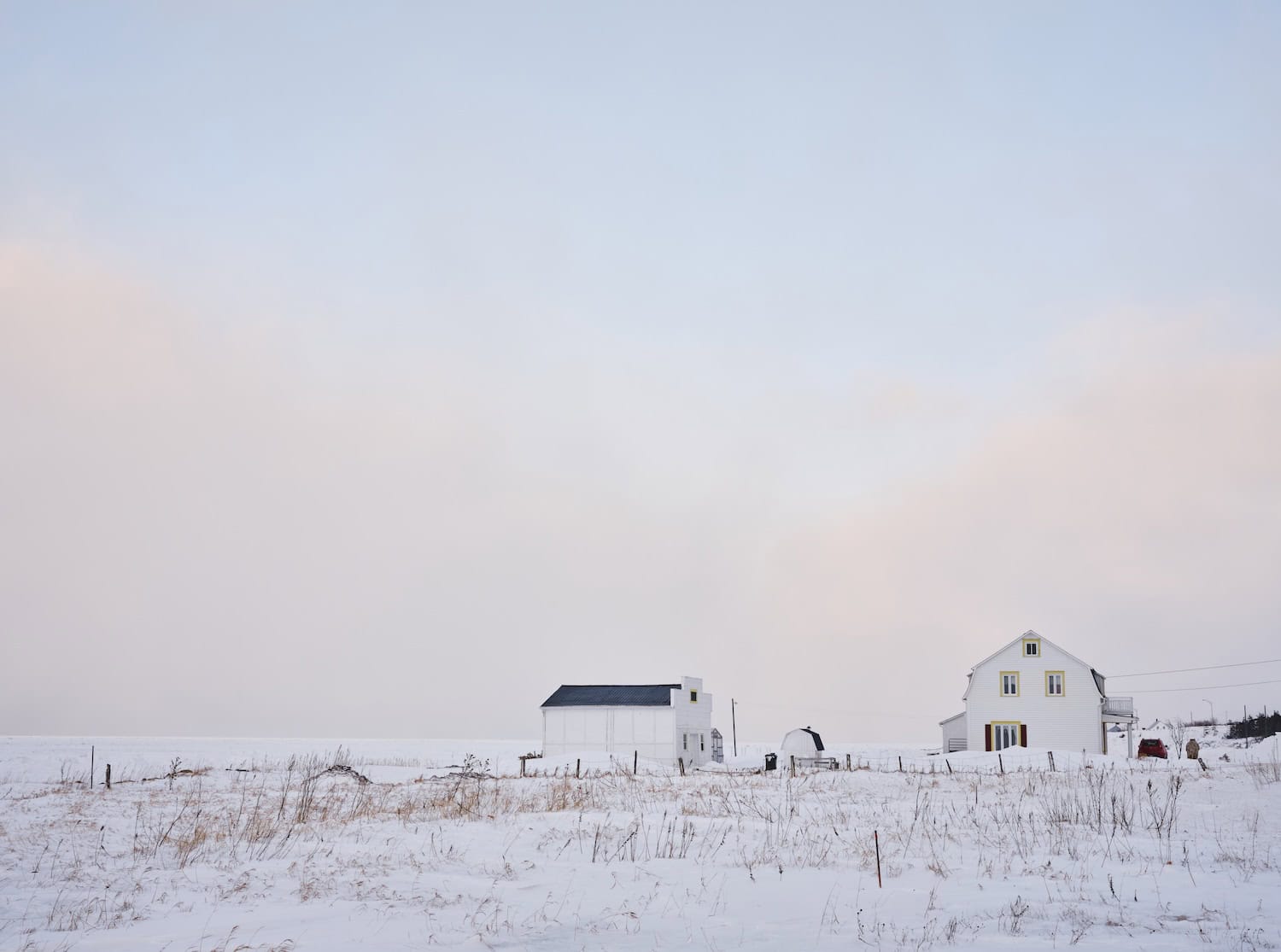Dorf im Schnee in Québec. 